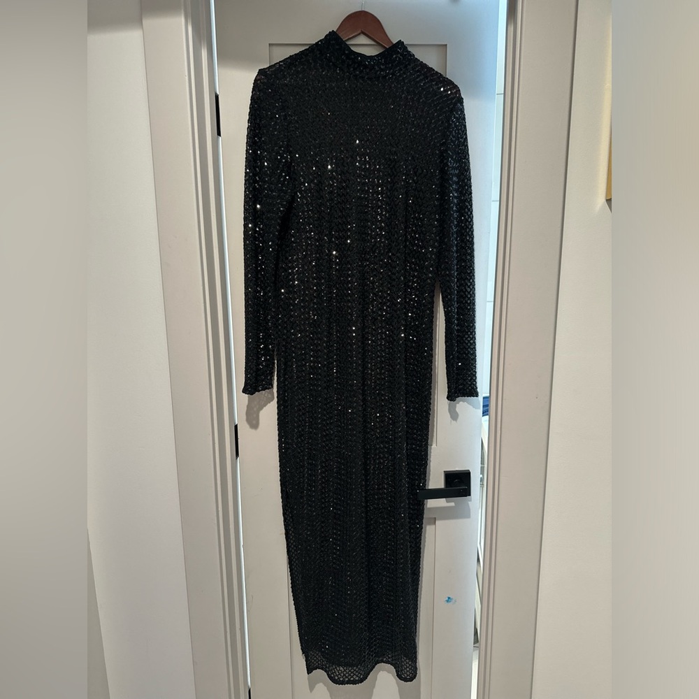 ELOQUII Black Sequin Fitted Gown Size 18